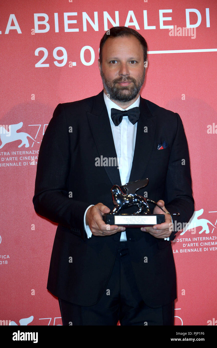 Venice, Italy. 08th Sep, 2018. 75th Venice Film Festival, Photocall Award Ceremony Winners. Pictured: Yorgos Lanthimos - the Silver Lion Grand Jury Prize Credit: Independent Photo Agency/Alamy Live News Stock Photo
