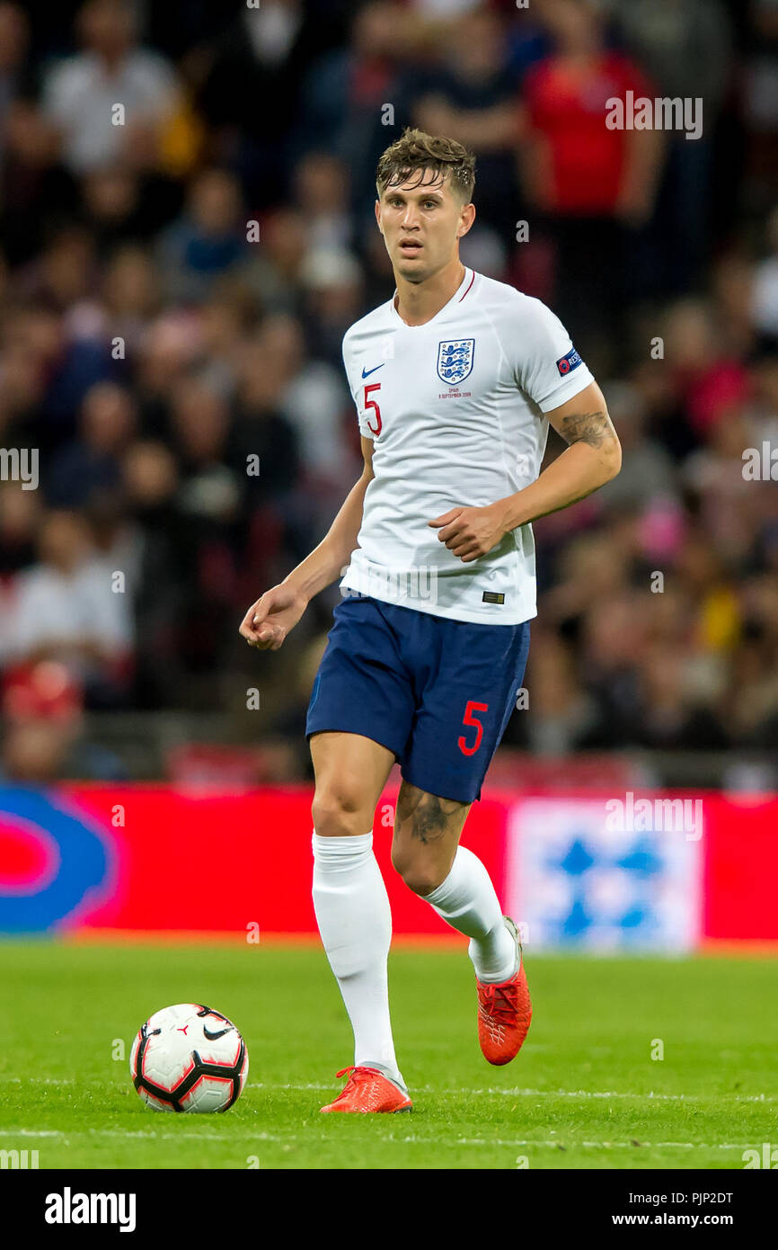 John Stones of England runs with the ball during the UEFA Nation League, Group 4, League A match between England and Spain at Wembley Stadium, London, England on 8 September 2018. 8th Sep, 2018. Photo by Salvio Calabrese Credit: AFP7/ZUMA Wire/Alamy Live News Stock Photo