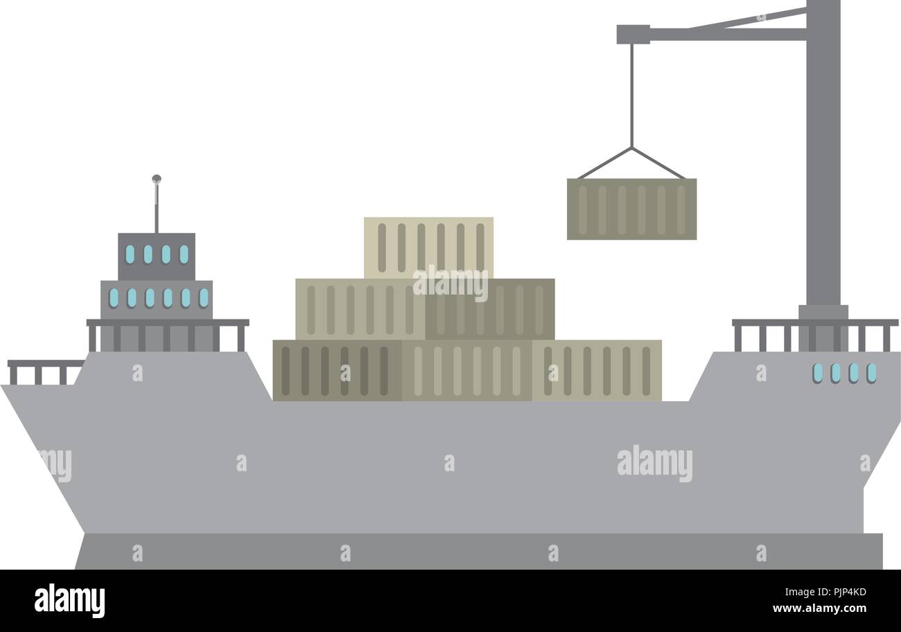 cargo ship with crane Stock Vector