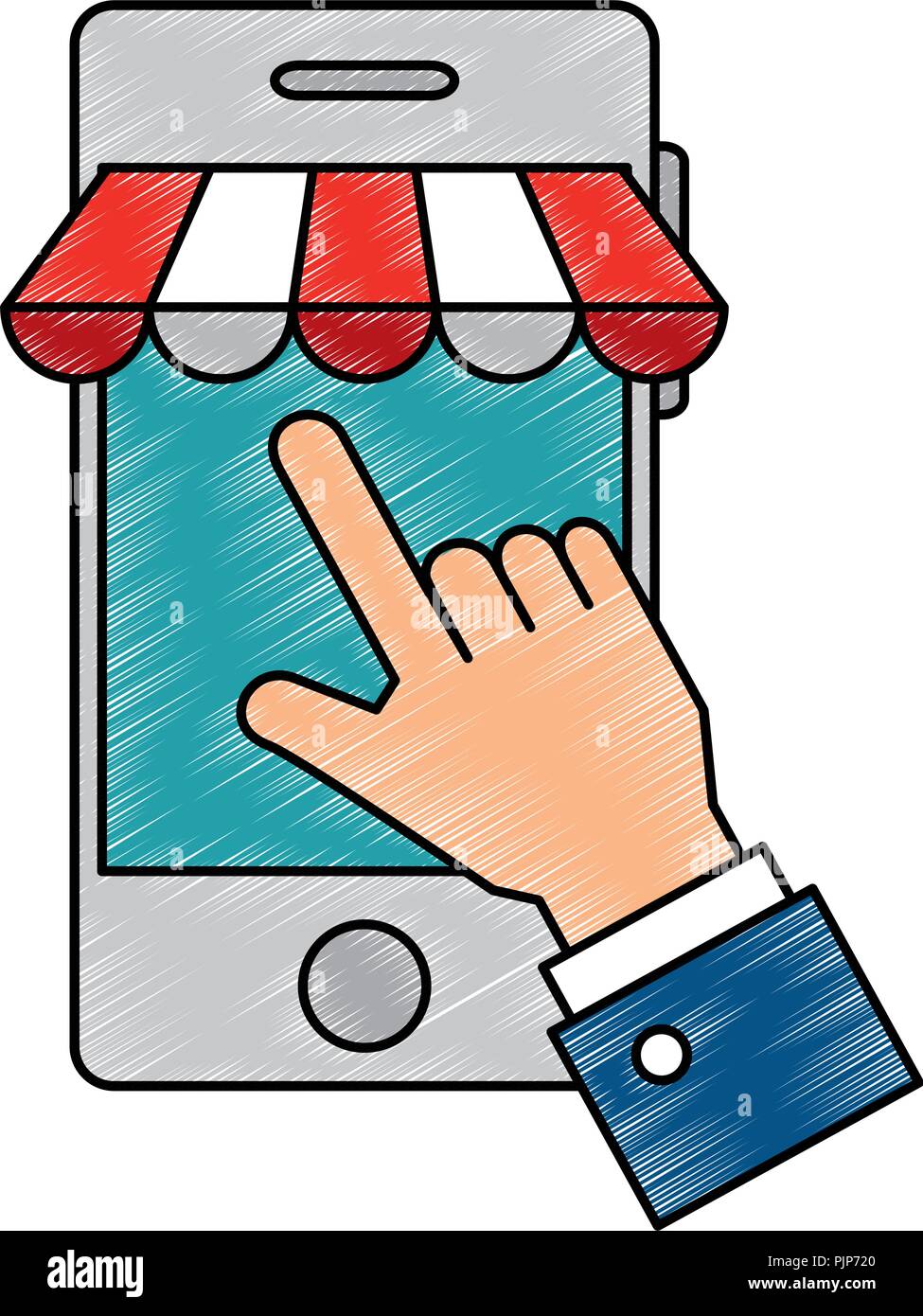 hand using smartphone with parasol icon Stock Vector Image & Art - Alamy