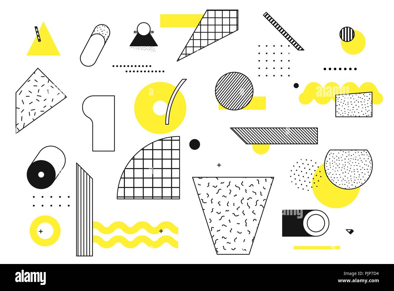 Universal trend halftone geometric shapes set Stock Vector