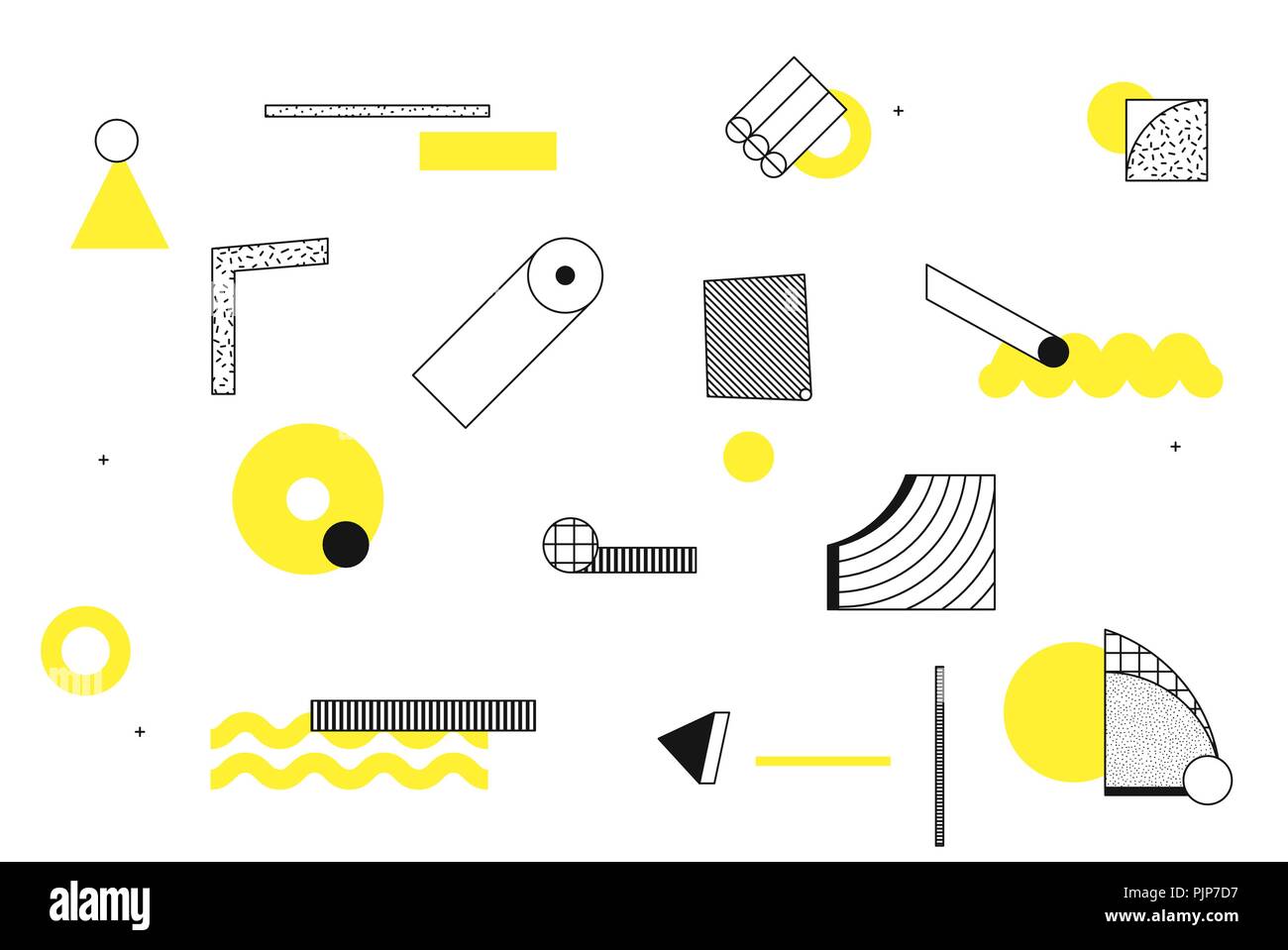 Universal trend halftone geometric shapes set Stock Vector