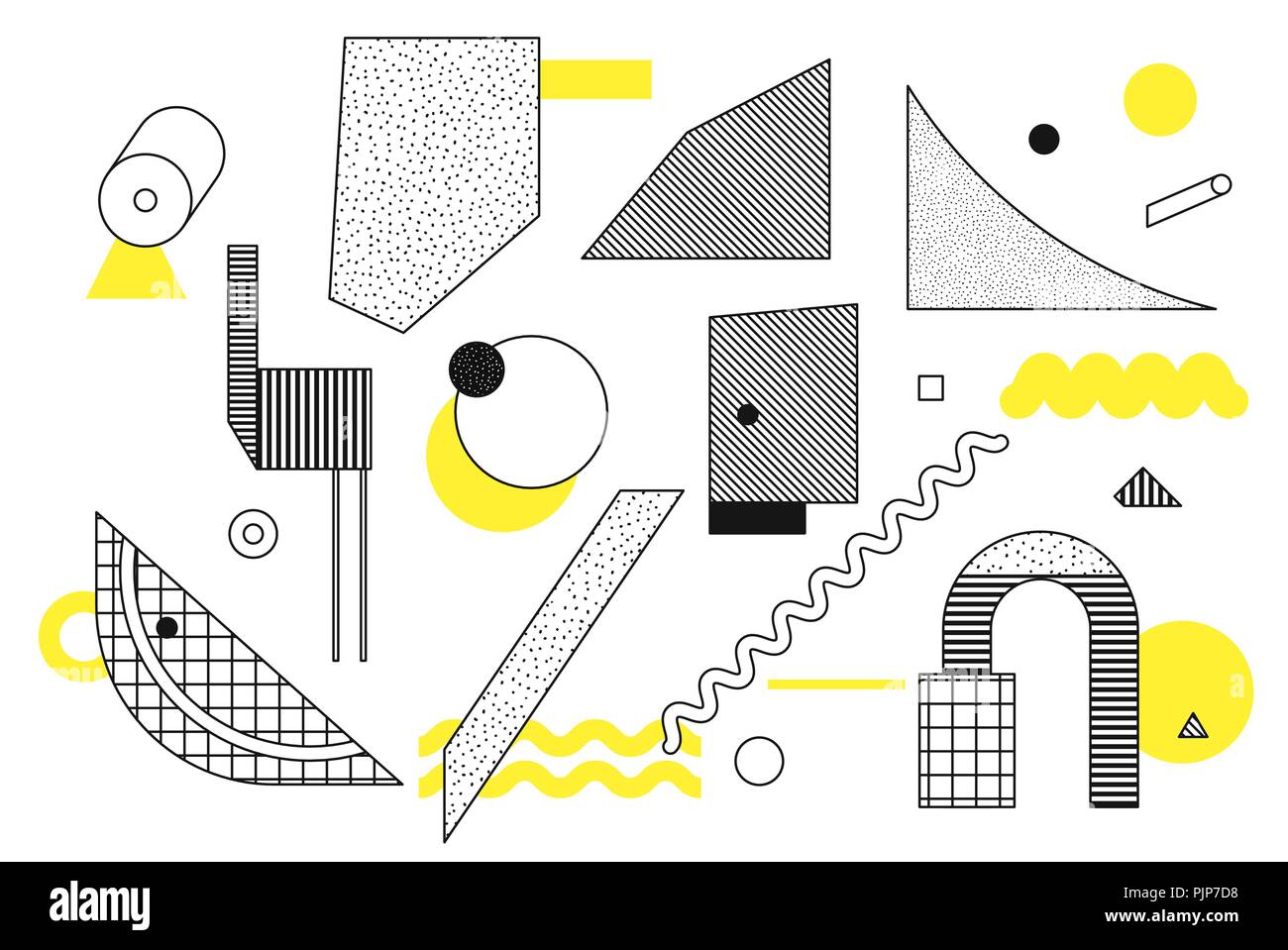 Universal trend halftone geometric shapes set Stock Vector