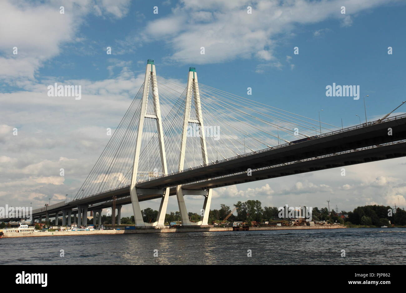 Big Obukhov bridge over the river Neva in St. Petersburg Stock Photo