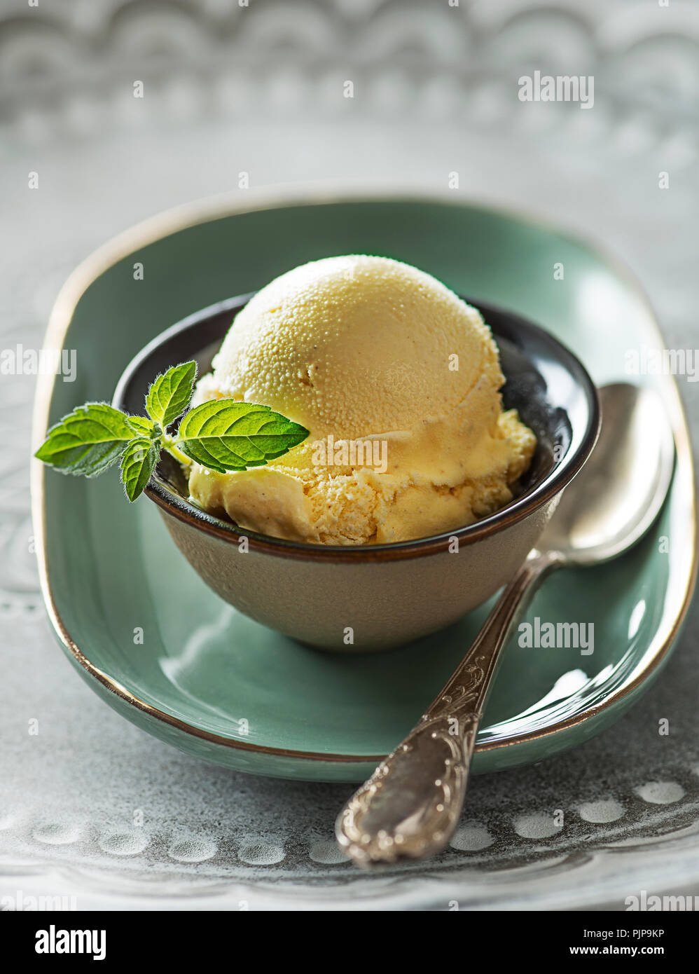 Homemade Organic Vanilla Ice Cream scoop in cup Stock Photo Alamy