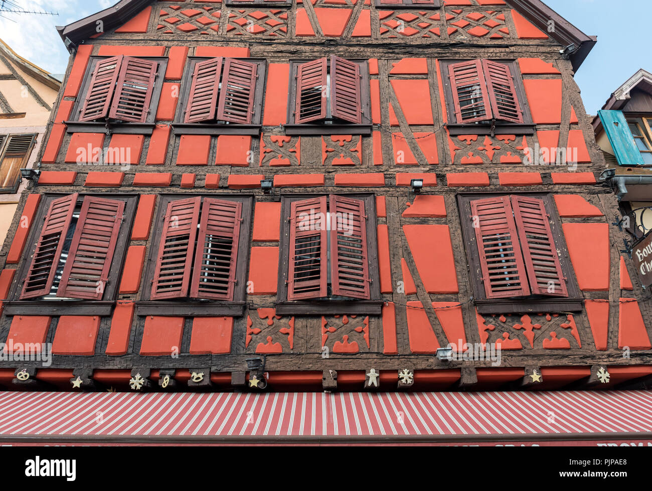 Old timber-framed house, Ribeauville, Alsace, France Stock Photo