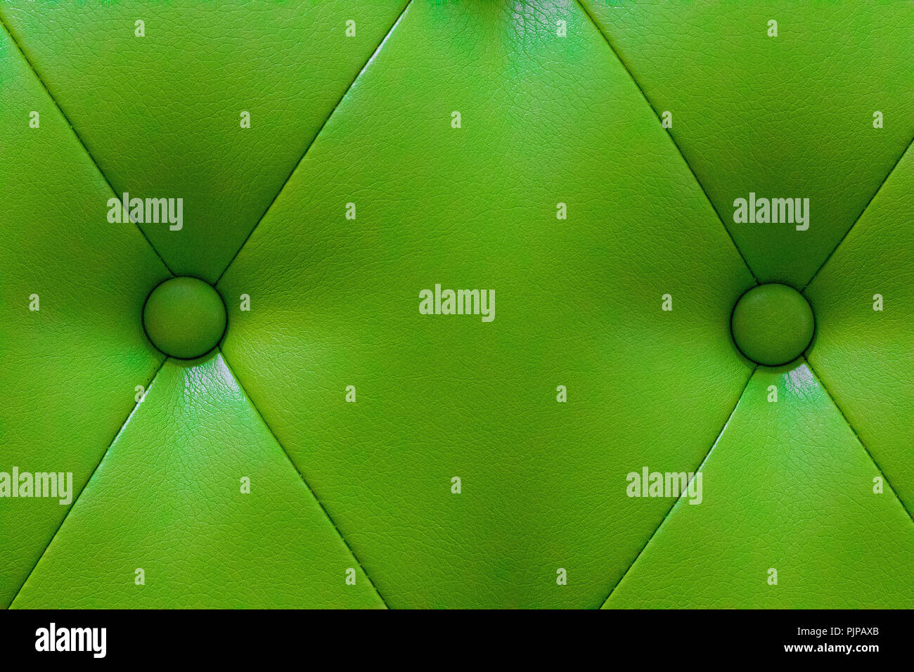 elegant green leather texture with buttons for pattern and background. Stock Photo