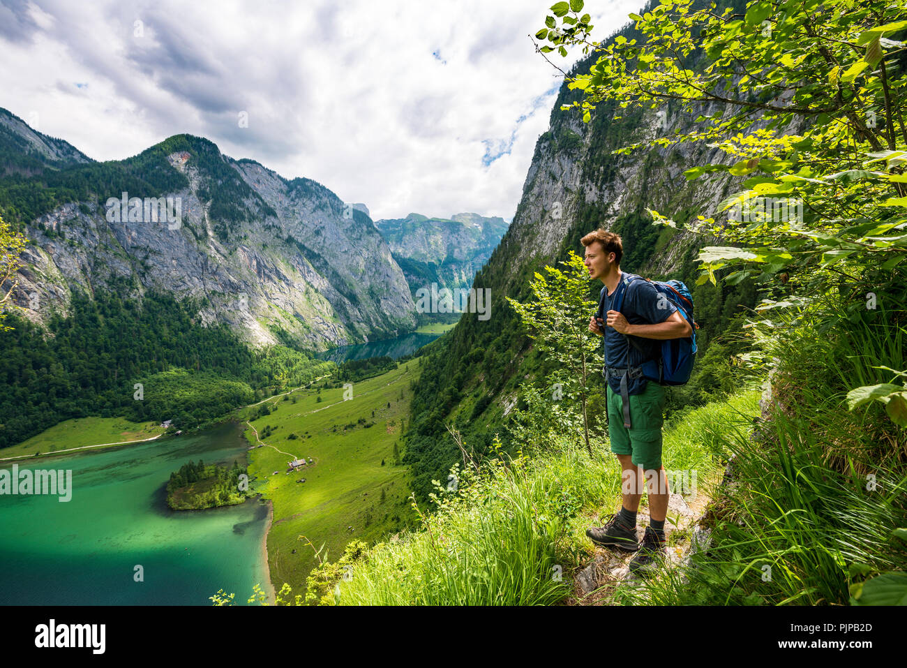 Hiker On The Sagerecksteig Trail From Salet To Karlingerhaus