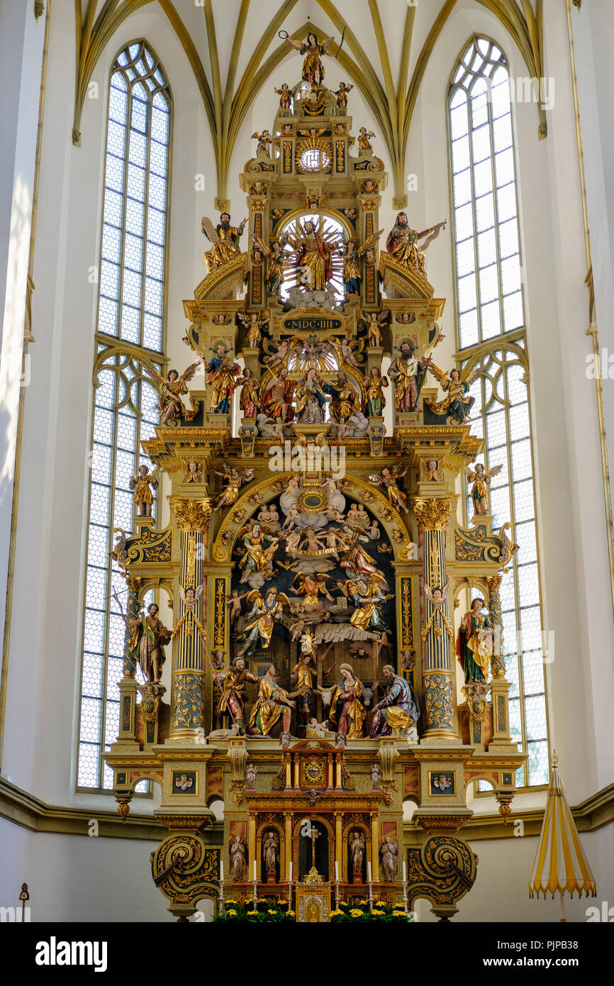 High altar, Basilica of St. Ulrich and Afra, Augsburg, Swabia, Bavaria, Germany Stock Photo