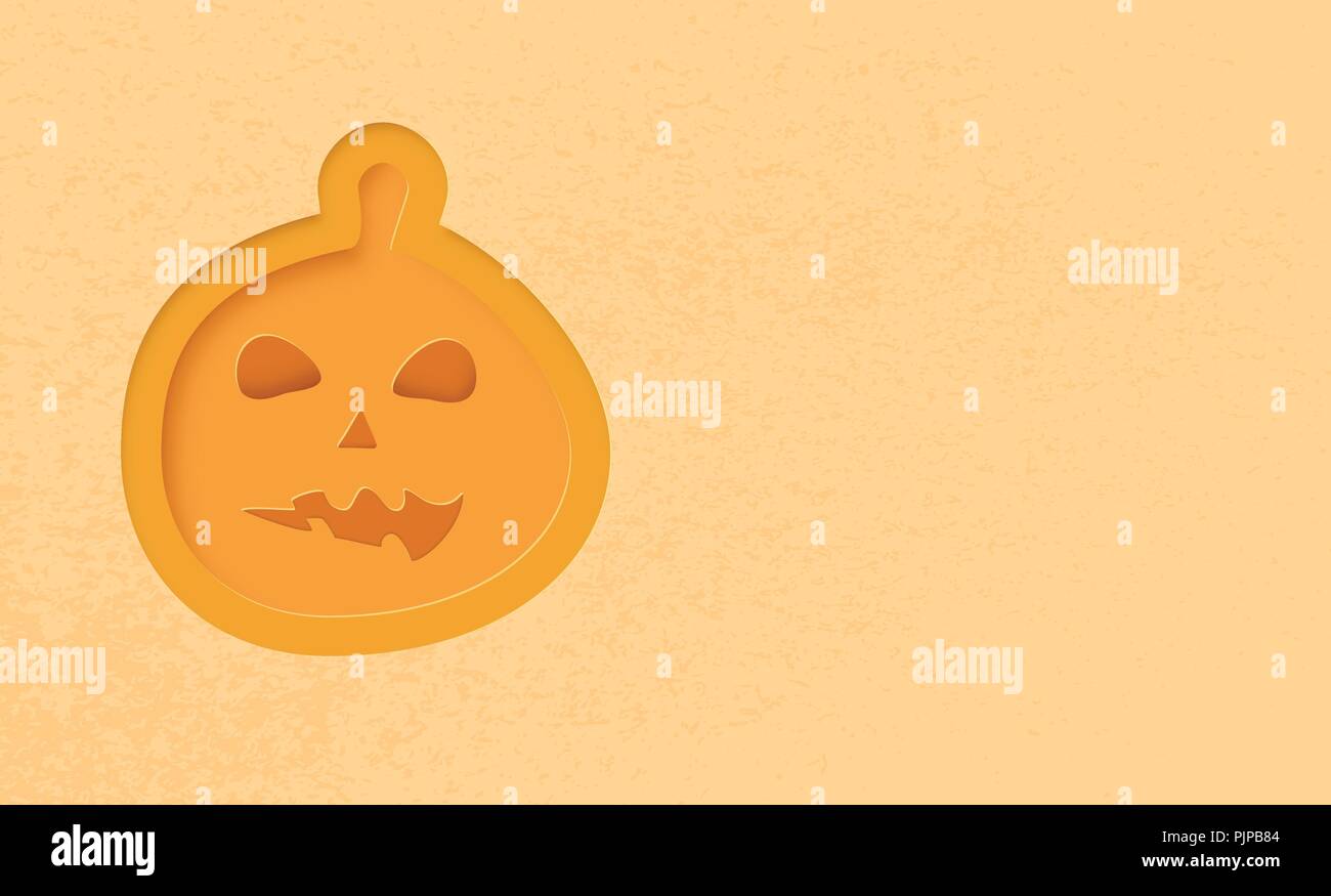 Halloween background with papercut pumpkin and empty space. Template ...