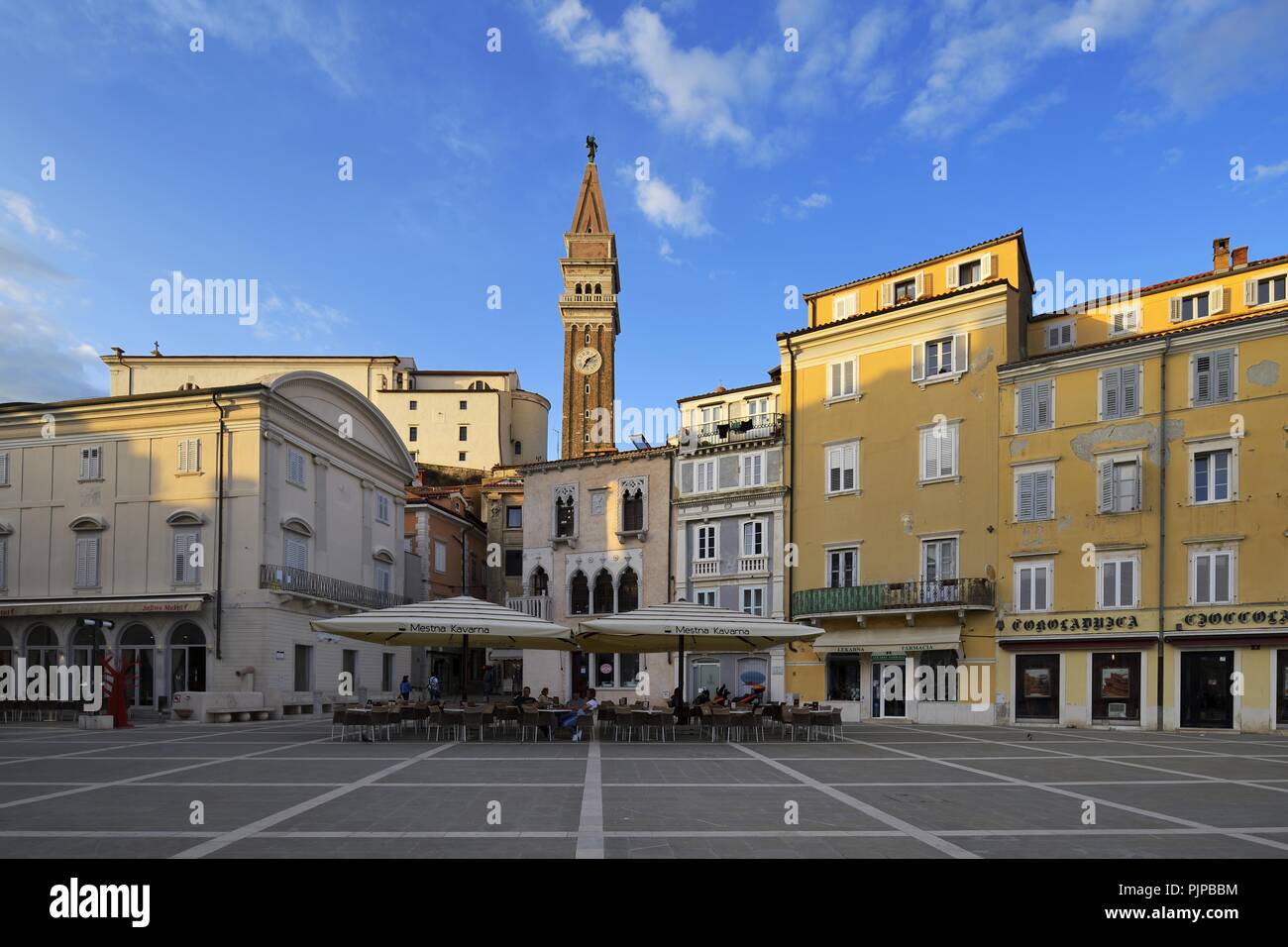 Tartini Square, St. George's Cathedral, Piran, Istria, Slovenia Stock ...