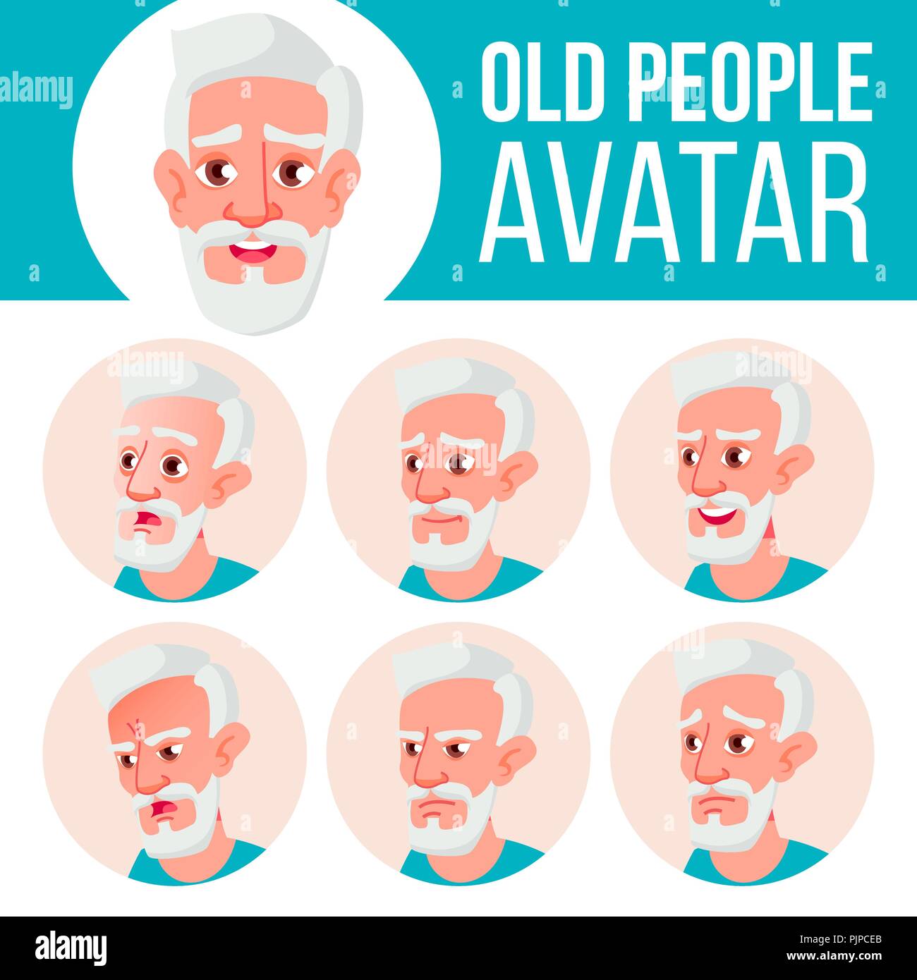 Old Man Avatar Set Vector. Face Emotions. Senior Person Portrait. Elderly  People. Aged. Beauty, Lifestyle. Cartoon Head Illustration Stock Vector  Image & Art - Alamy