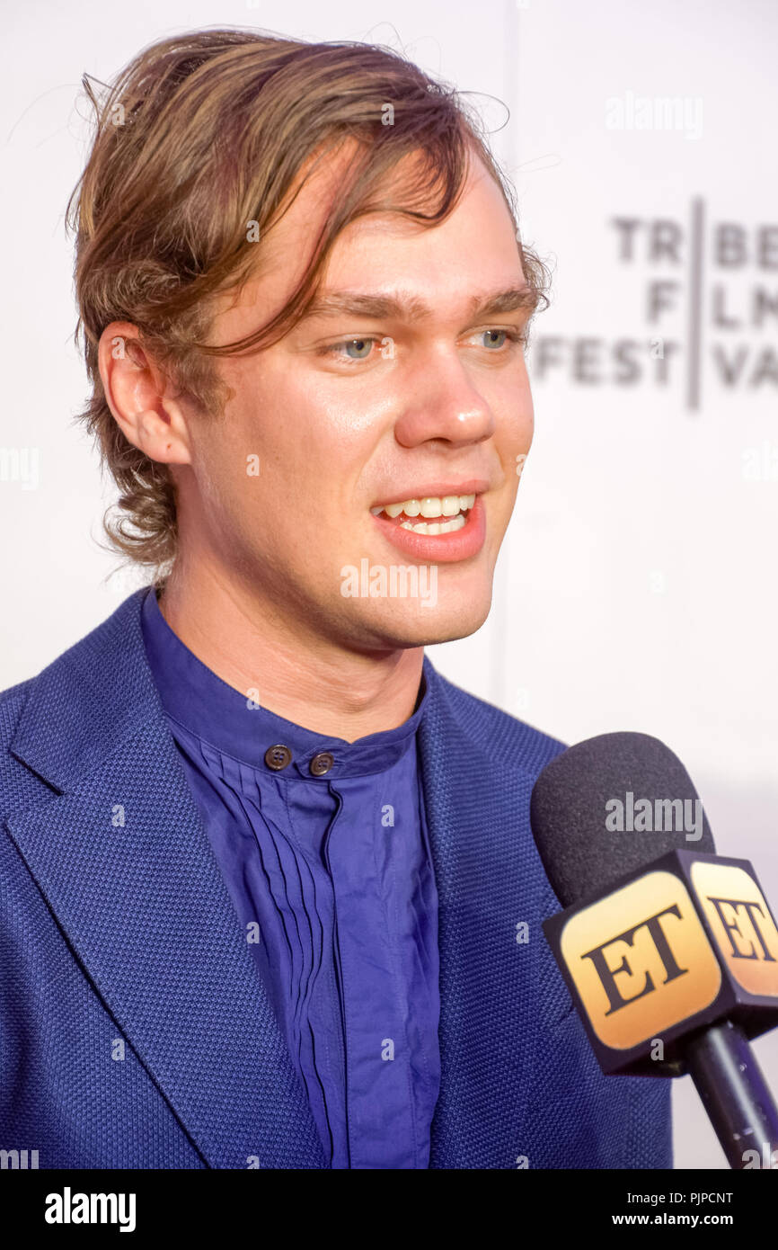 Actor Ellar Coltrane speaks to the media as he arrives to attend the world premiere of 'The Circle' at the 2017 Tribeca Film Festival in New York. Stock Photo
