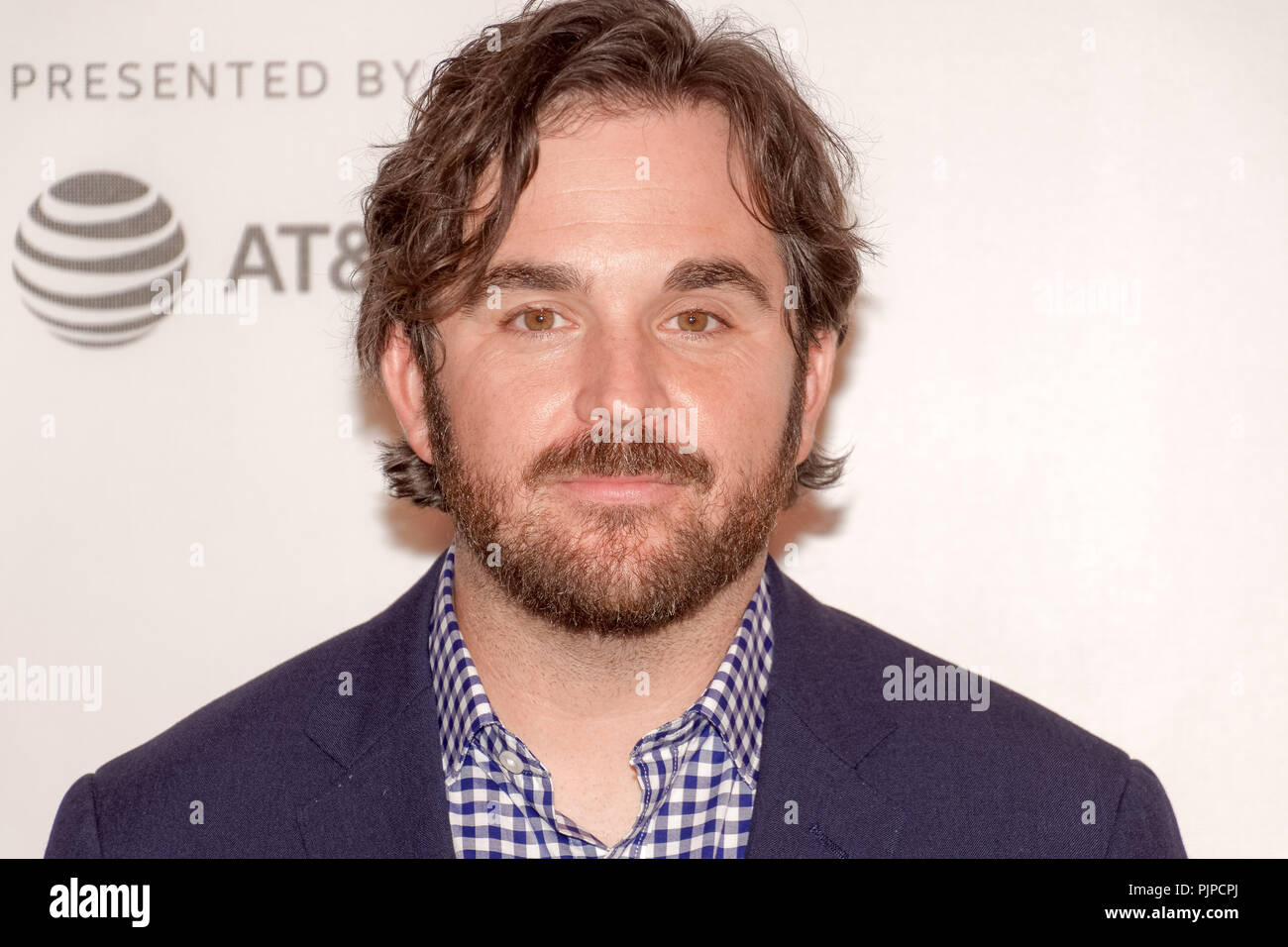 Director James Ponsoldt walks the red carpet as he arrives to attend the world premiere of 'The Circle' at the 2017 Tribeca Film Festival in New York. Stock Photo