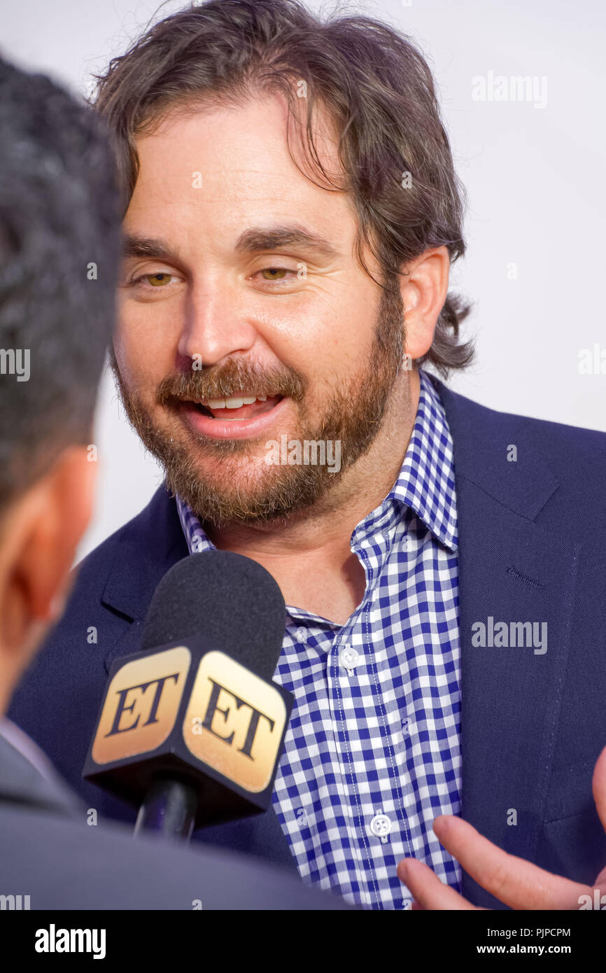Director James Ponsoldt speaks to the media as he arrives to attend the world premiere of 'The Circle' at the 2017 Tribeca Film Festival in New York. Stock Photo