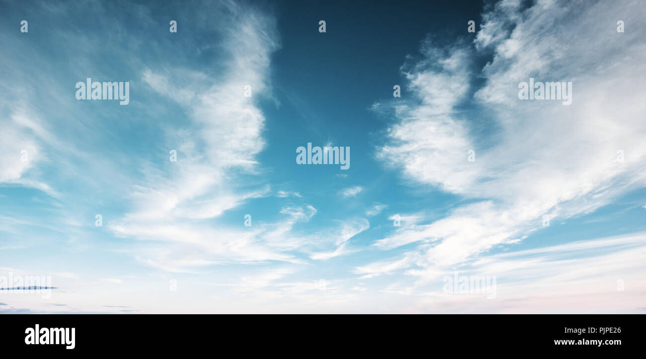Clear blue sky and white clouds summer background Stock Photo - Alamy