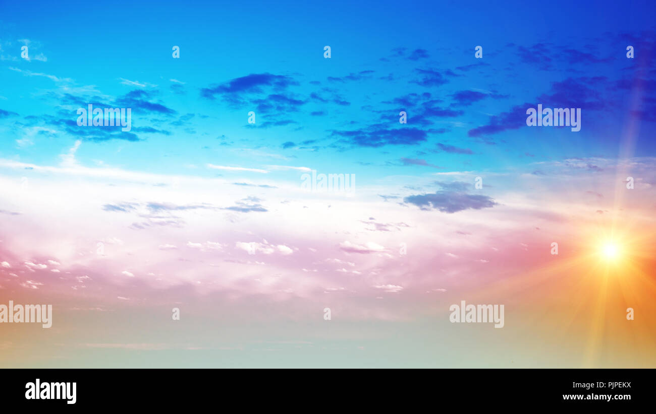 Sunrise summer sky panorama. Art air clouds background Stock Photo - Alamy