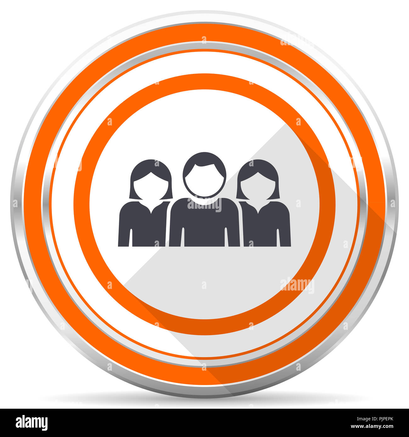 People silver metallic chrome round web icon on white background with ...