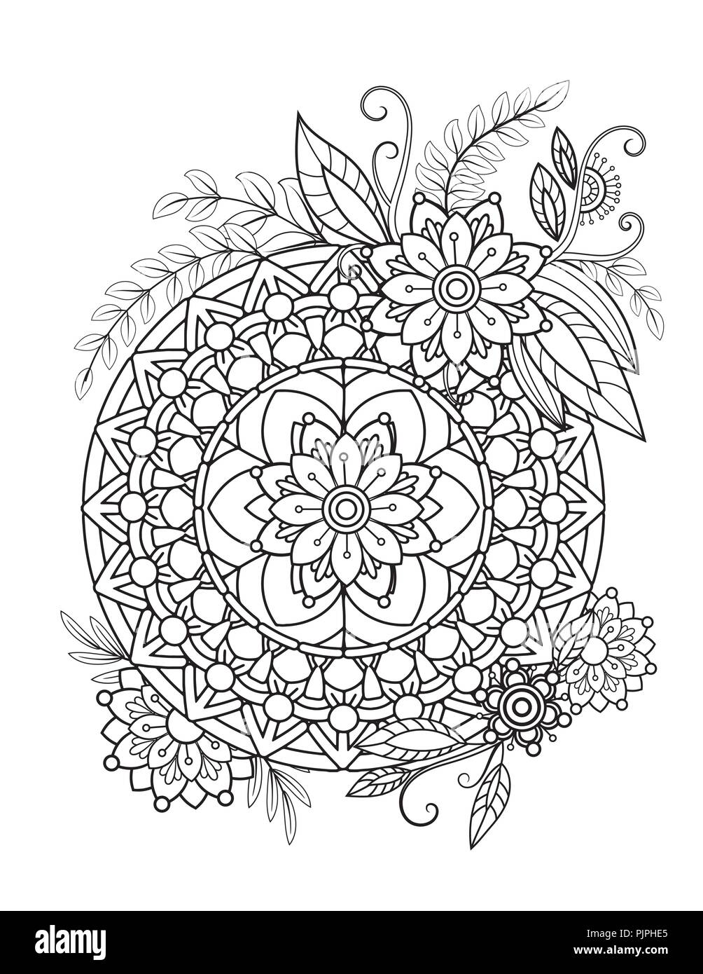 Floral mandala pattern in black and white. Adult coloring book page with flowers and mandalas. Oriental pattern, vintage decorative elements. . Hand drawn vector illustration Stock Vector Image & Art - Alamy Floral mandala pattern in black and white. Adult coloring book page with flowers and mandalas. Oriental pattern, vintage decorative elements. . Hand drawn vector illustration Stock Vector Image & Art - Alamy