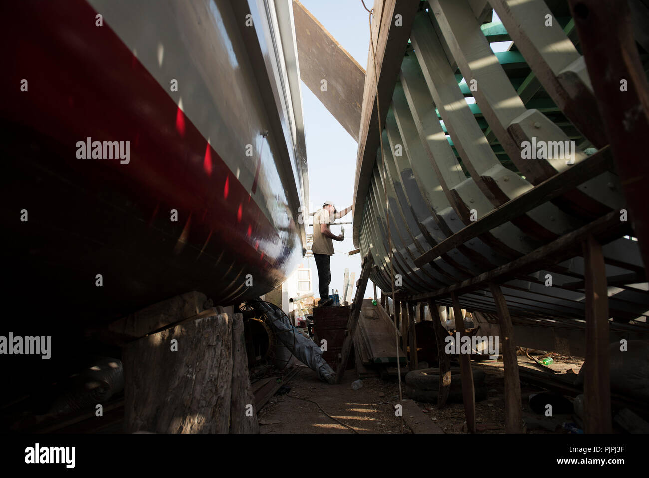 Steps of ship industry Stock Photo