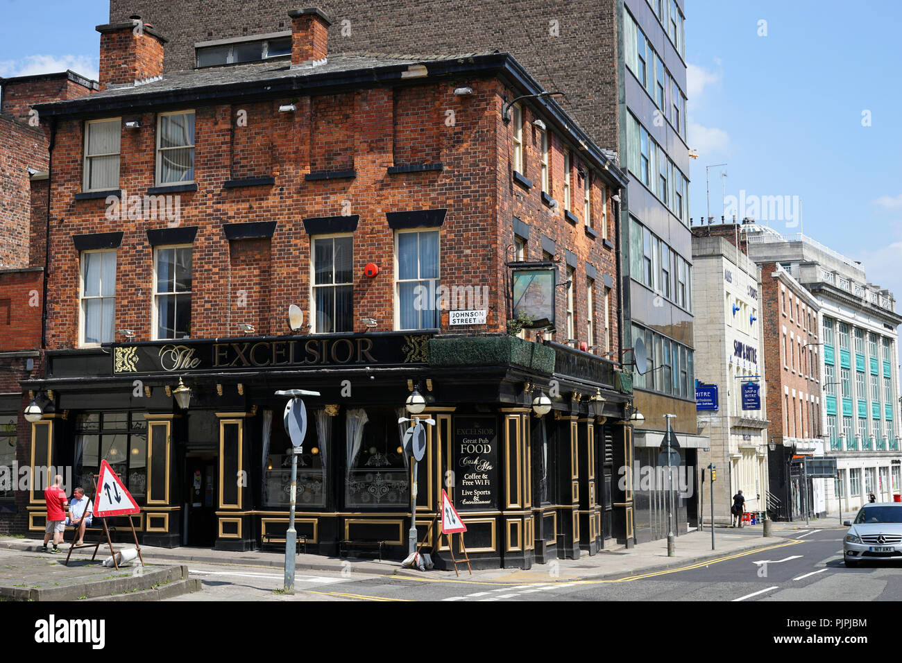 The Excelsior pub, Dale Street, Liverpool. On the corner of Johnson st and Dale St, Image taken in May 2018. Stock Photo