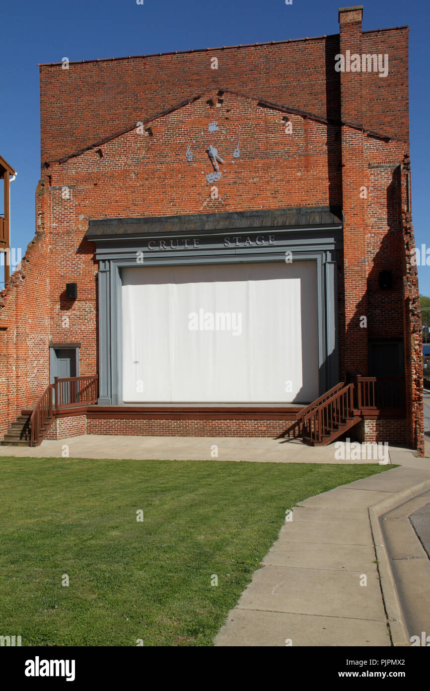 Outdoors theater stage in downtown Farmville, Virginia Stock Photo