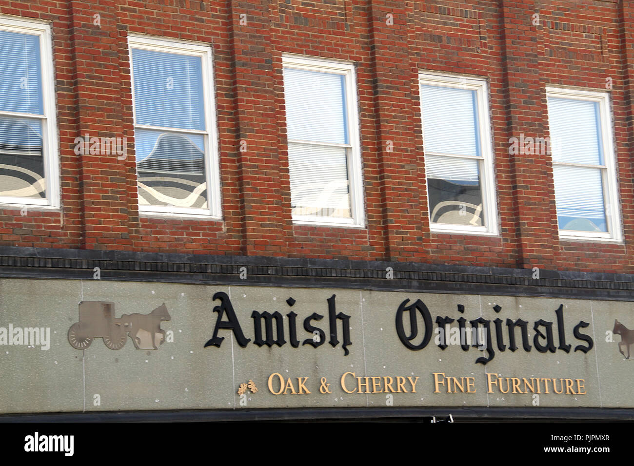 amish furniture store in downtown farmville, virginia stock