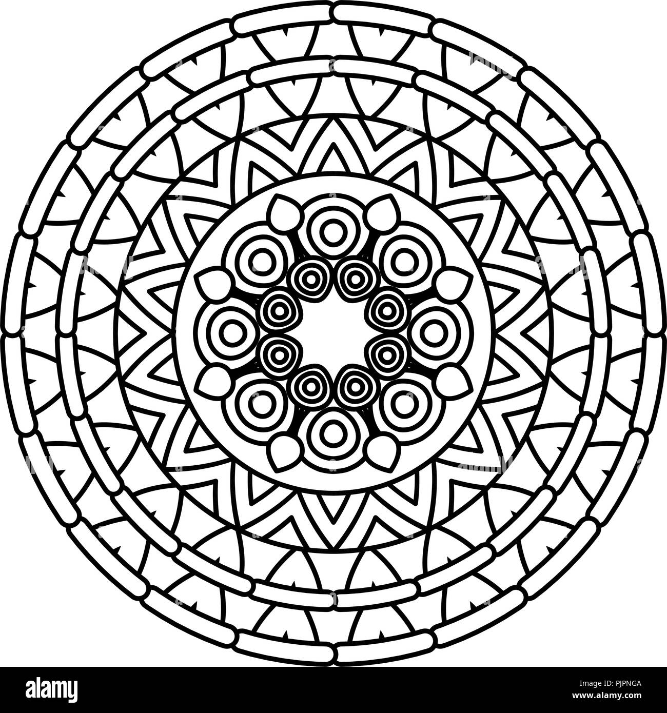 Flower Mandala Vector Illustration Adult Coloring Page Circular Abstract Floral Oriental Pattern Vintage Decorative Elements Isolated On White Background Stock Vector Image Art Alamy