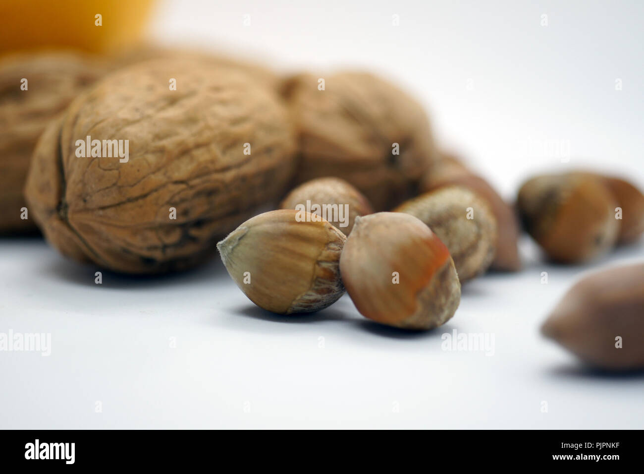 walnuts and hazelnuts Stock Photo
