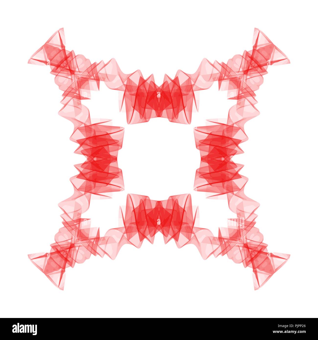 red mandala watercolor square pattern on white background, vector illustration Stock Vector
