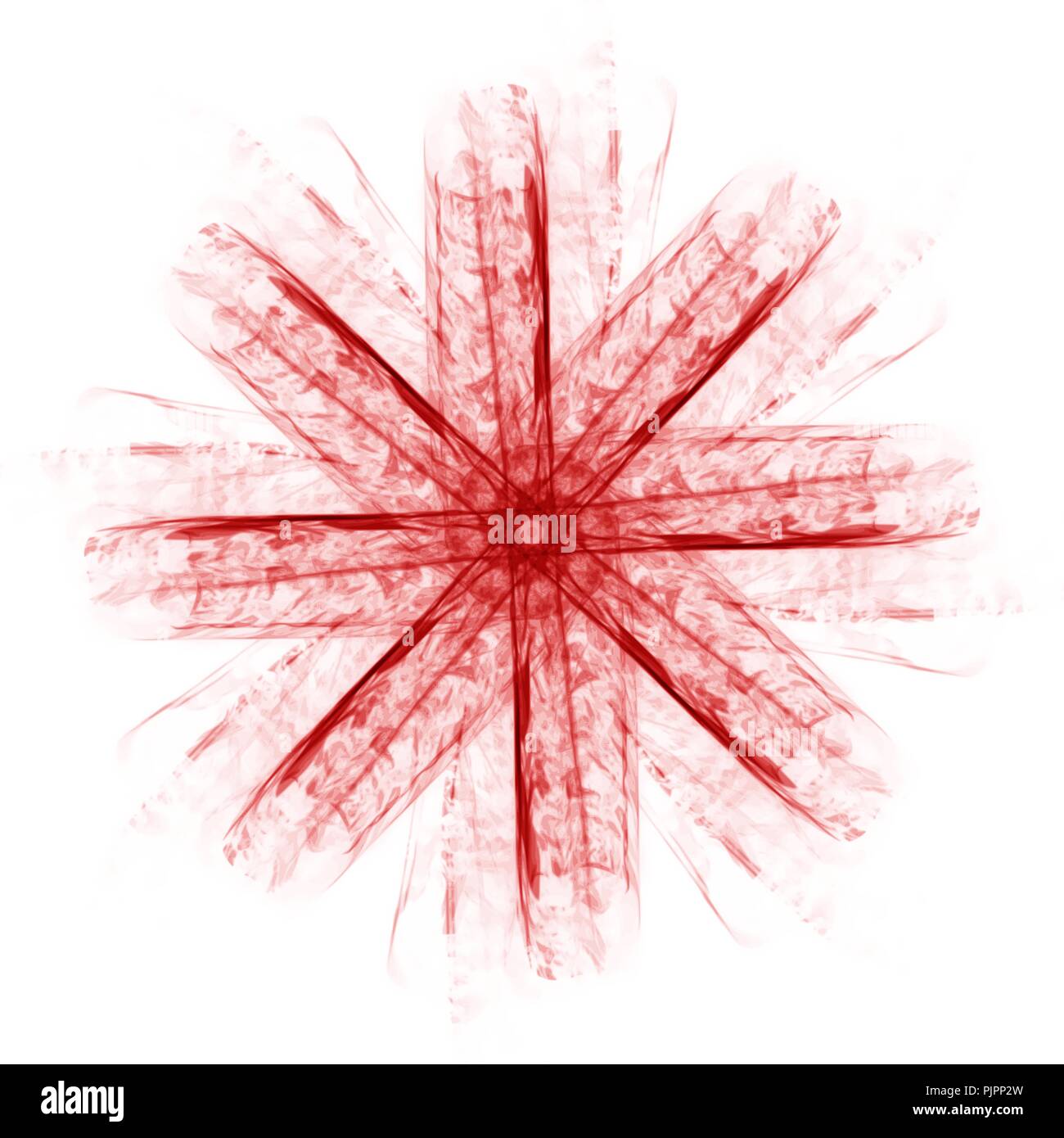 red lucent mandala star watercolor pattern on white background, vector illustration Stock Vector