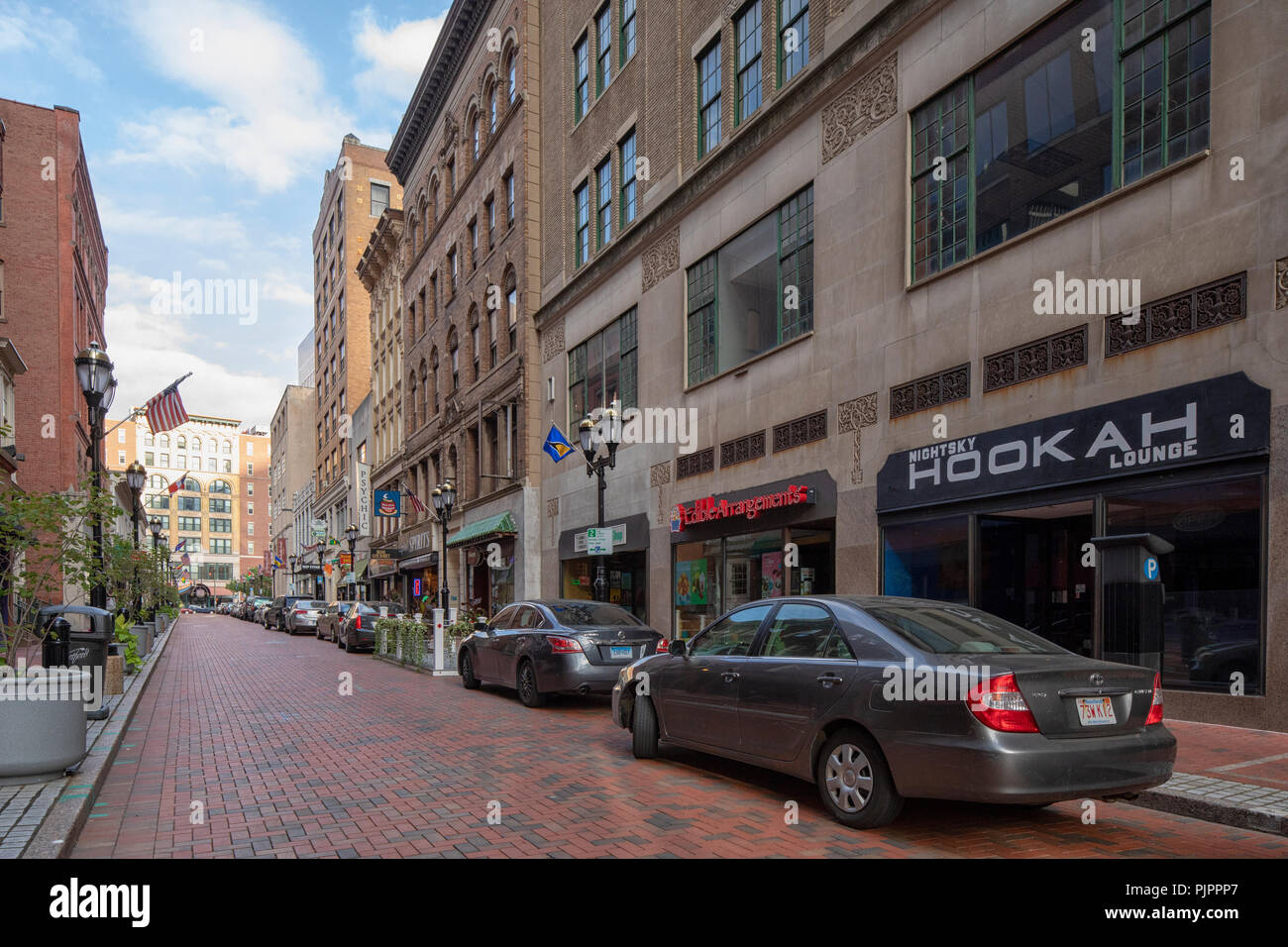 Pratt Street in Historic District of Hartford Connecticut, United
