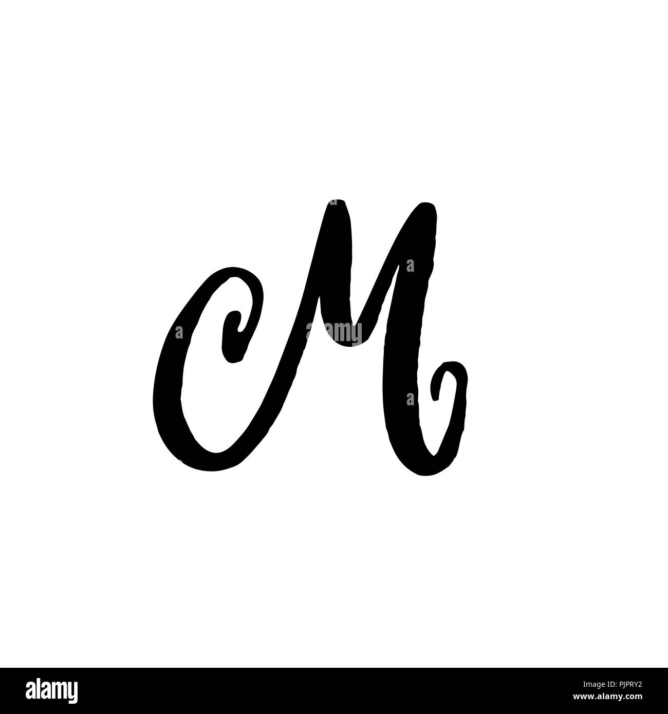 Hand painted letter M. Dry brush modern lettering. Vector illustration. Stock Vector