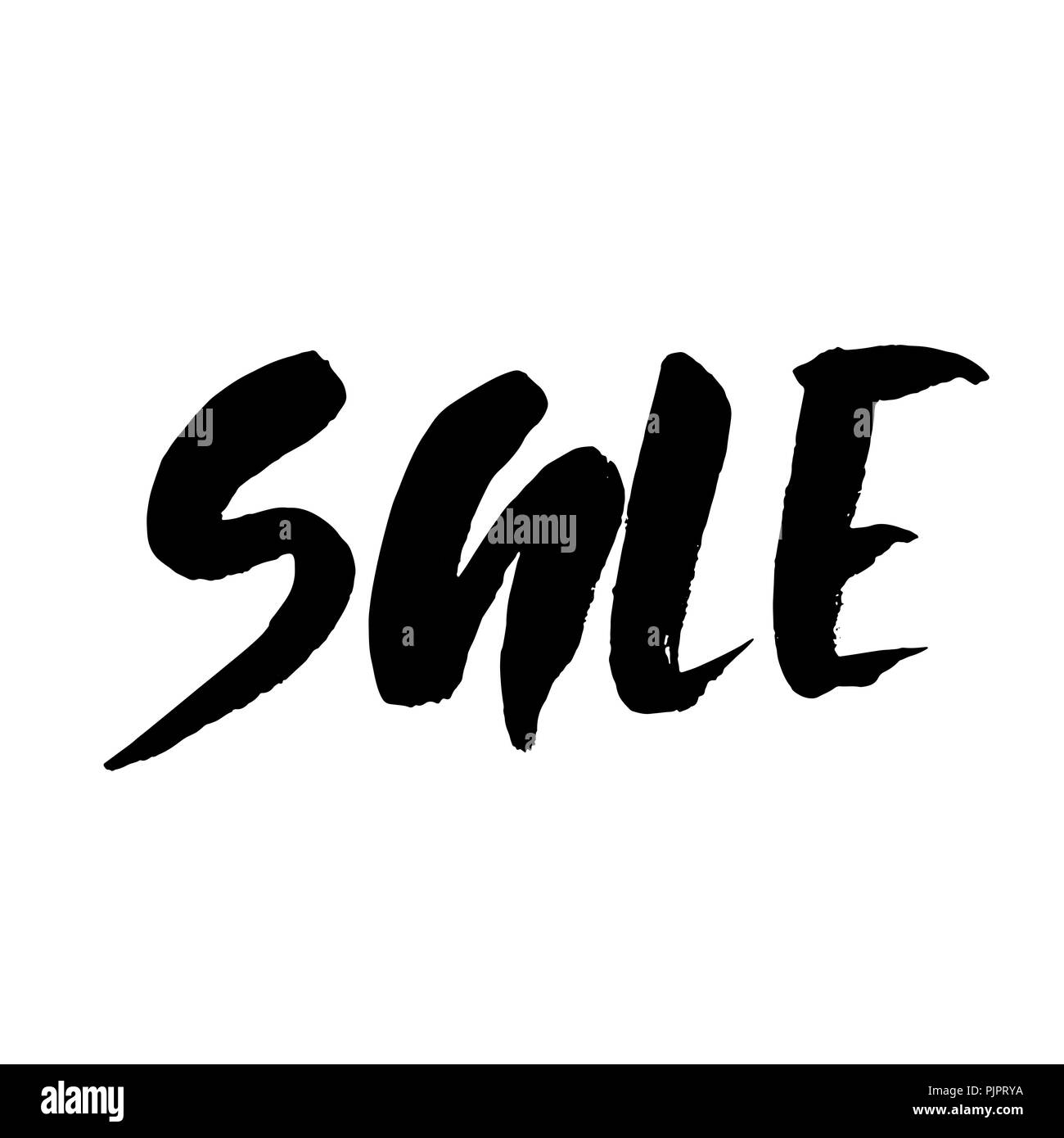 One Sale Lettering Sale handwritten lettering. Grunge dry brush inscription. Typography ...