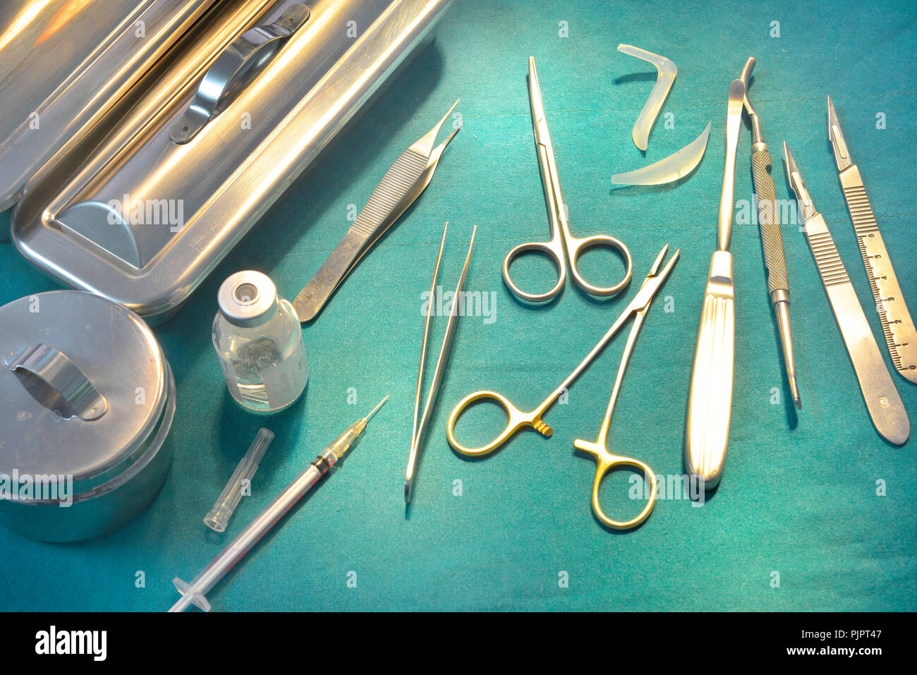 Surgical instruments, silicone nasal implant and silicone chin implants