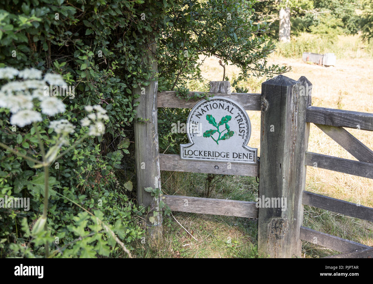National Trust sign at an entrance to Lockeridge Dene, near Marlborough