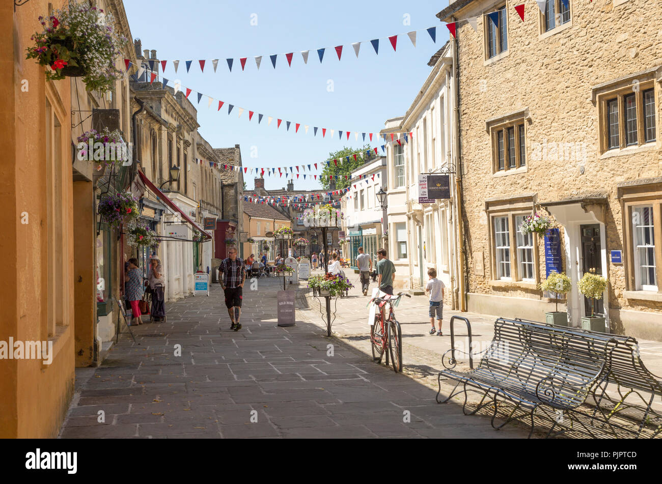 Historic buildings along the High Street in town of Corsham, Wiltshire, England, UK Stock Photo