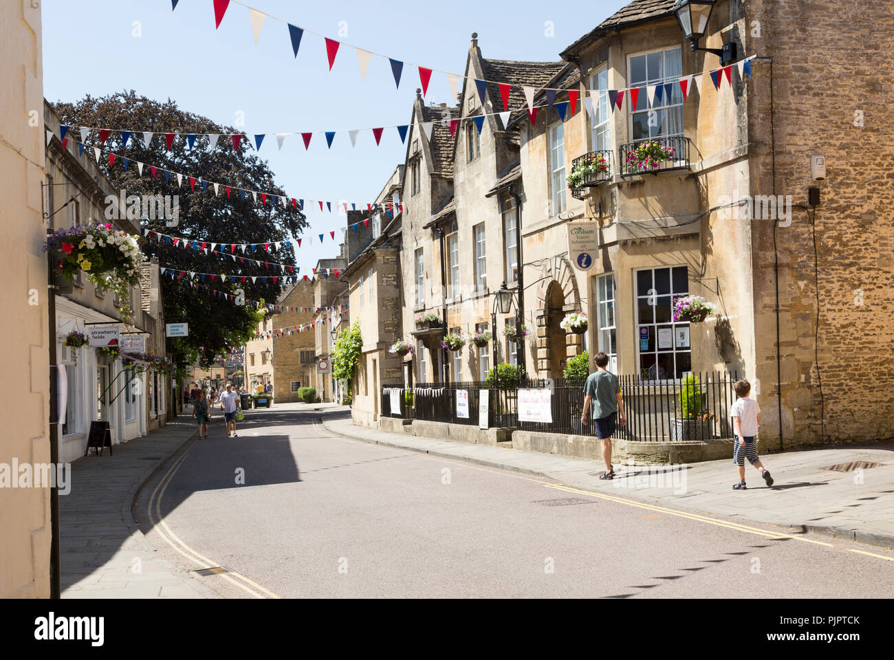 Historic buildings along the High Street in town of Corsham, Wiltshire, England, UK Stock Photo