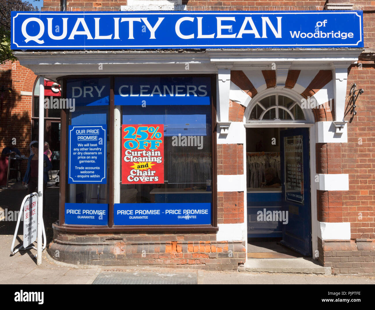 Quality Clean dry cleaners shop, Woodbridge, Suffolk, England, UK Stock Photo