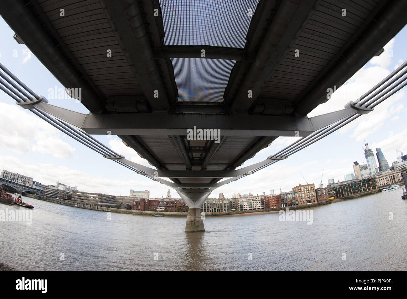 millennium bridge river Thames London Stock Photo
