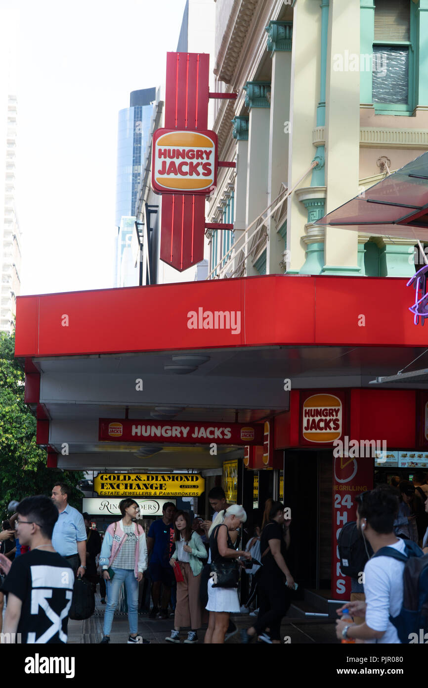 Hungry Jack´s Branch in Queen Street, Brisbane Australia Stock Photo - Alamy