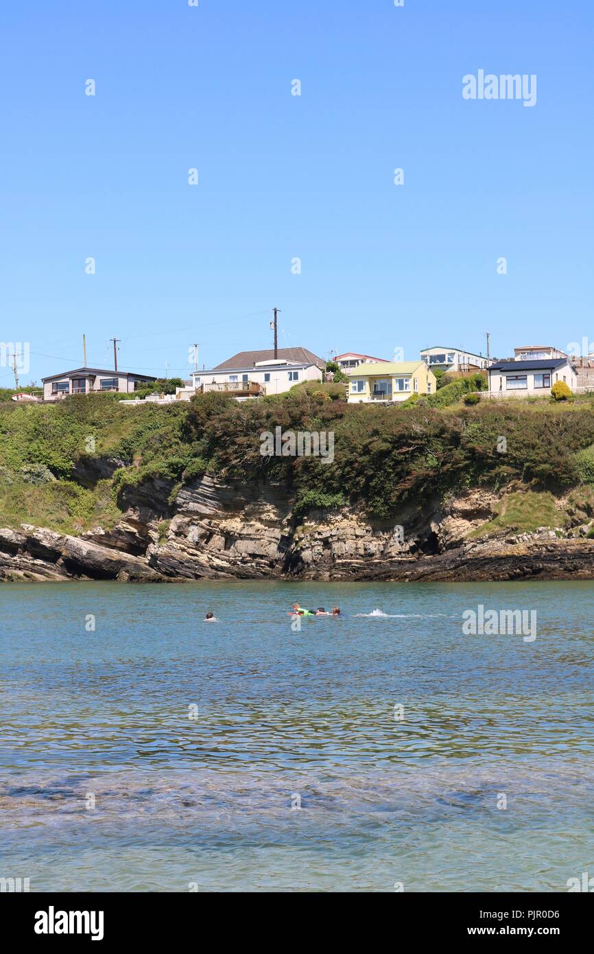 Holiday homes above cliff at Robert's Cove Stock Photo Alamy