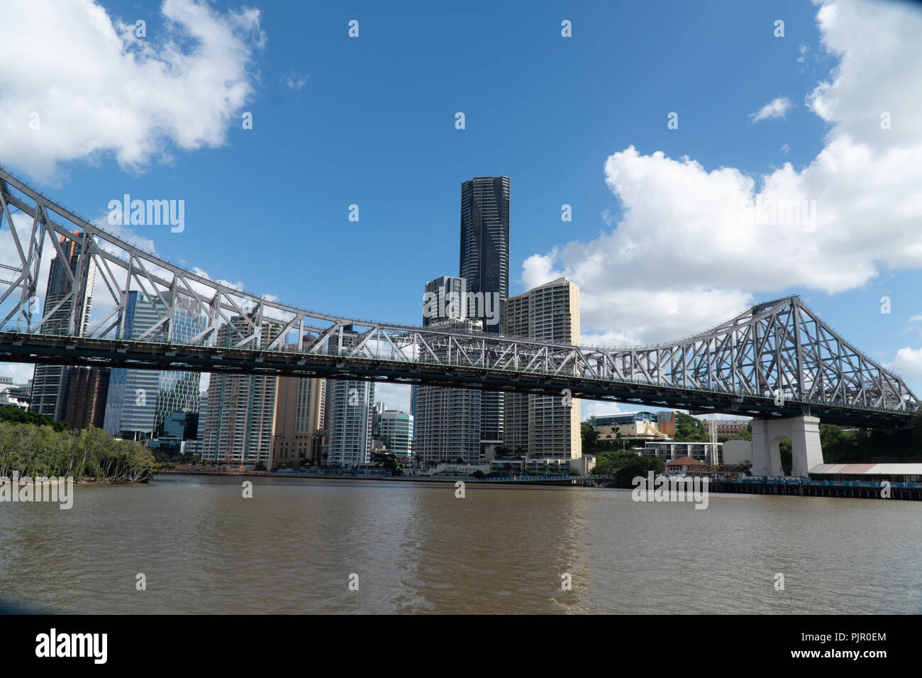 The Story Bridge and the skyline of downtown Brisbane in the background Stock Photo