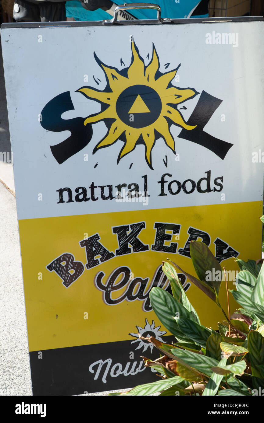 Sign of the bakery Sol natural foods in West End, Brisbane, Australia Stock Photo