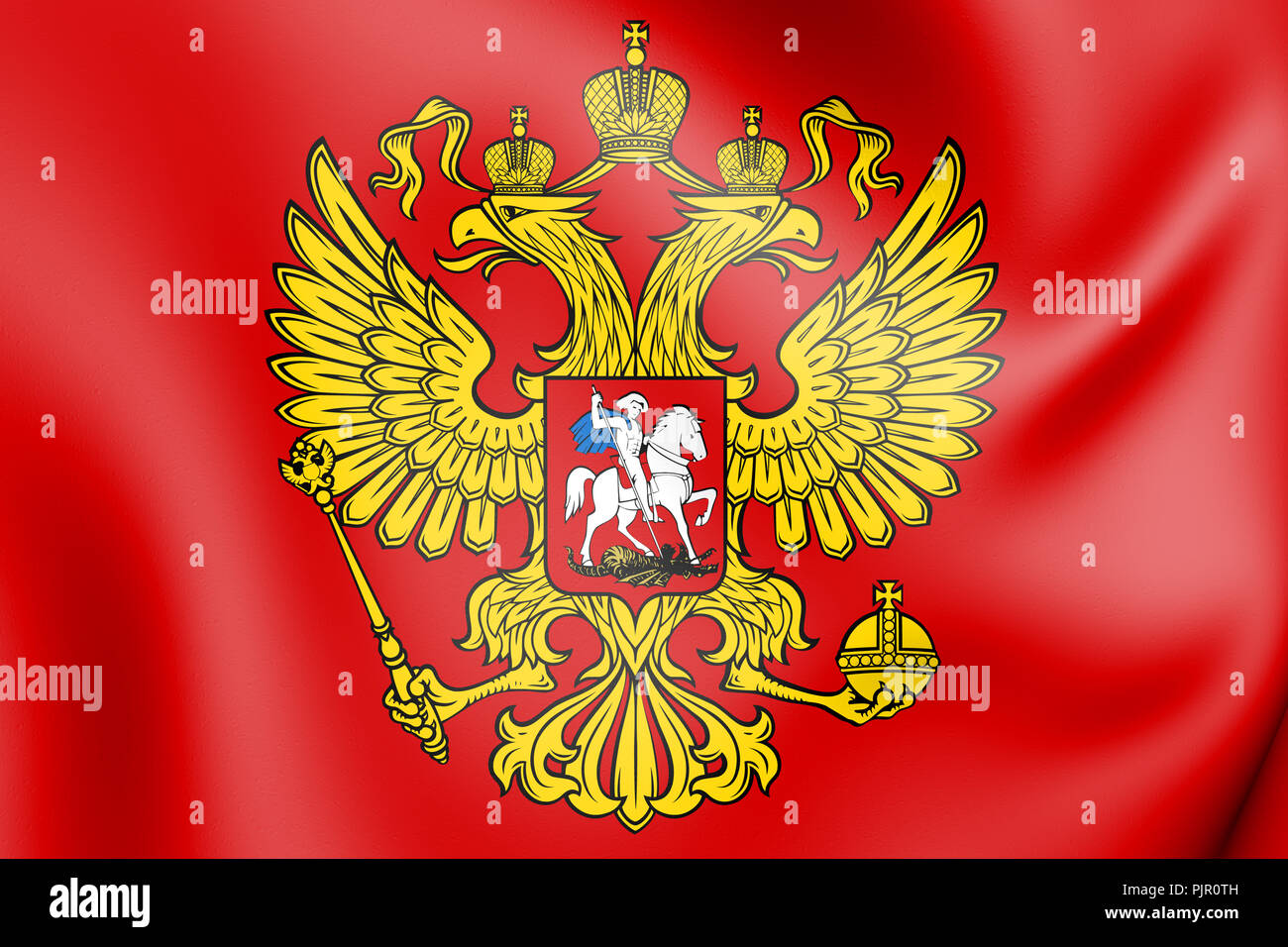 Russian flag with Coat of arms of Russia. Kremlin presidential Coat of arms  of Russia, 3d rendering. Russian eagle. Russian Presidential National embl  Stock Photo - Alamy