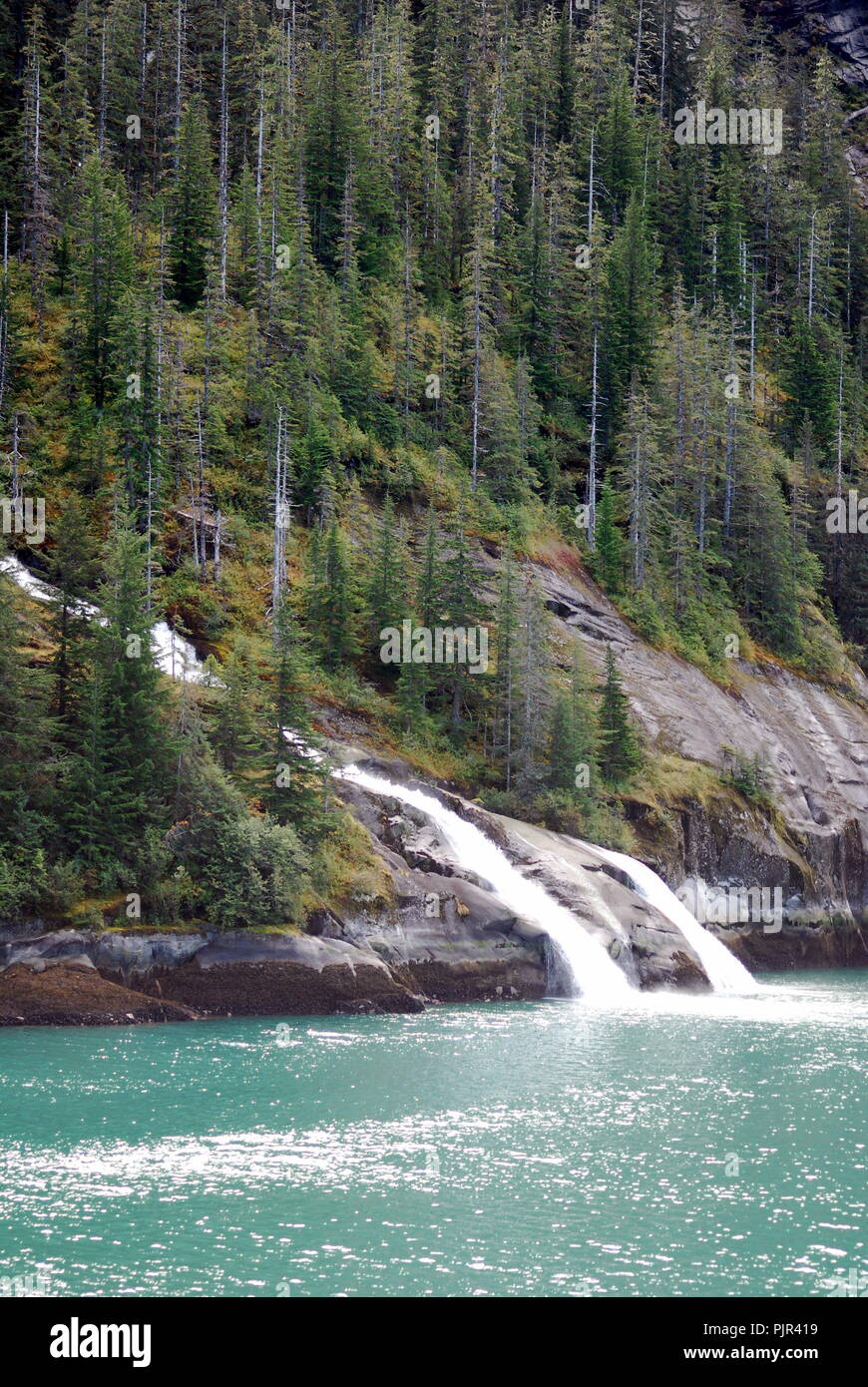 Twin Alaskan Falls Stock Photo