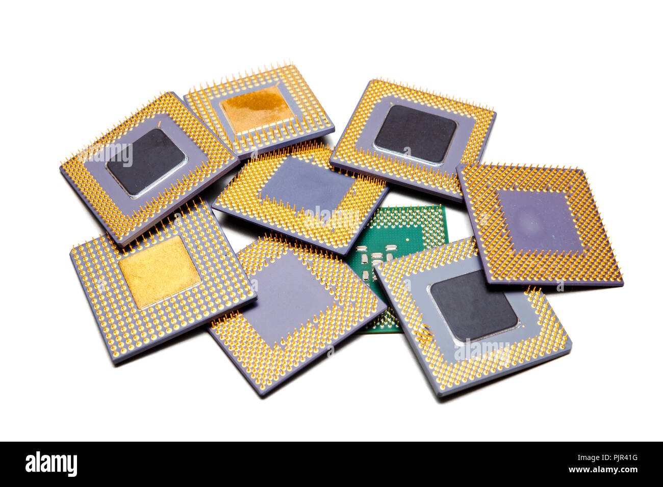 Lots of different old CPUs on a heap isolated on white Stock Photo Alamy