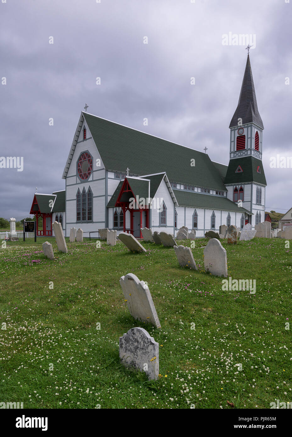 Exterior of the historic St. Paul's Anglican Church in Trinity, Newfoundland and Labrador Stock Photo
