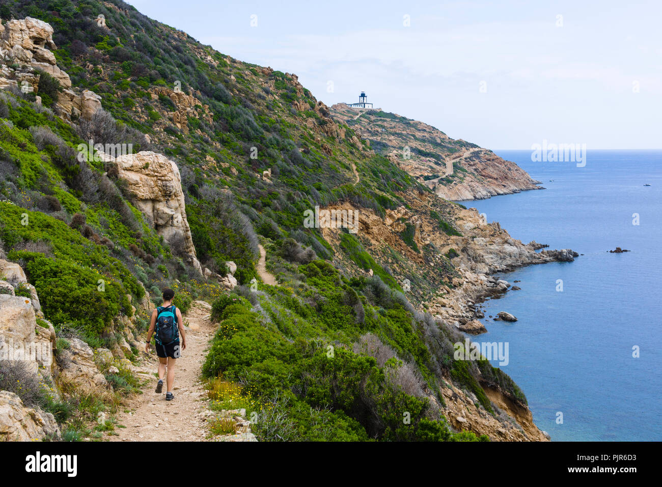 Sentier de la Revellata hiking trail, Pointe de la Revellata, Calvi, Corsica, France Stock Photo