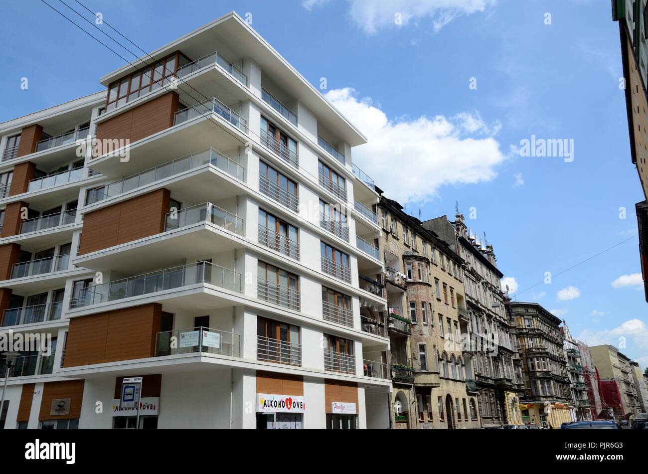 Wroclaw city with modern and classic architecture modern and old housing estate on 14th may 2017